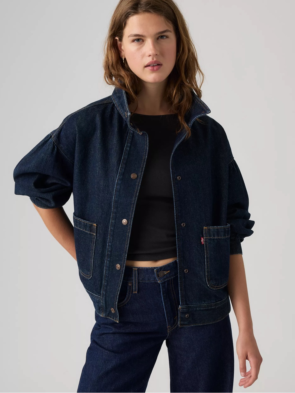 Levi's “Blousson Trucker”Dark Indigo Denim Jacket With Snap Front